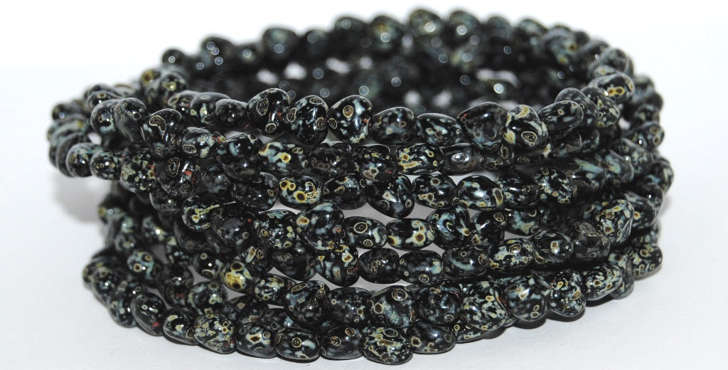 Heart Pressed Glass Beads, Black 43400 (23980 43400), Glass, Czech Republic