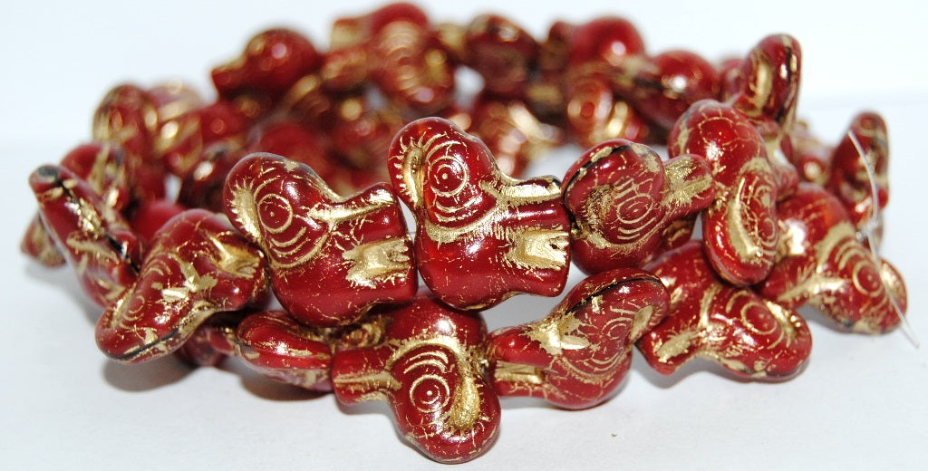 Elephant Animal Pressed Glass Beads, (26907 54202), Glass, Czech Republic