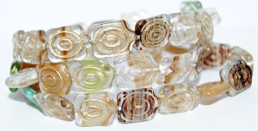 Spiral Turtle Pressed Glass Beads, Mixed Colors Silver Lined Crystal (Mix 1), Glass, Czech Republic