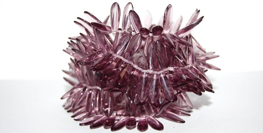 Dagger Pressed Glass Beads, Transparent Light Amethyst (20040), Glass, Czech Republic