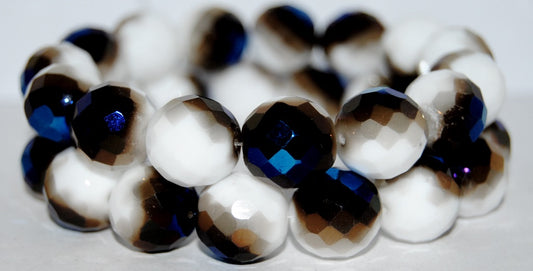 Fire Polished Round Faceted Beads, Chalk White 29500 (3000 29500), Glass, Czech Republic