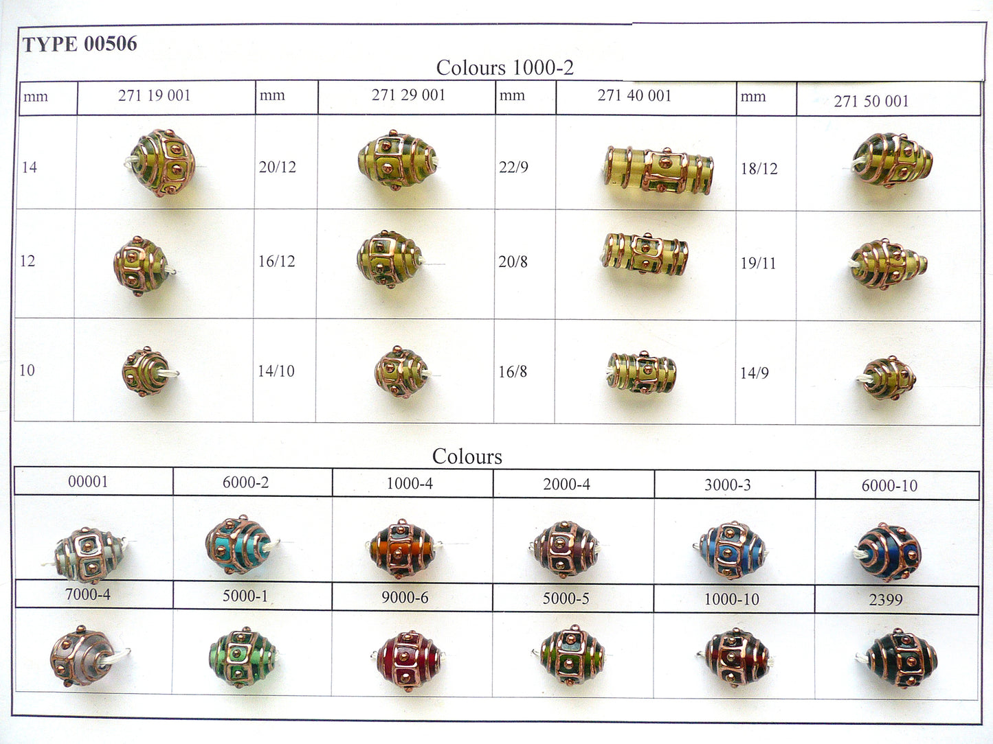 30 Stück Lampwork-Perlen 506 / Rund (271-19-001), handgefertigt, Preciosa-Glas, Tschechische Republik