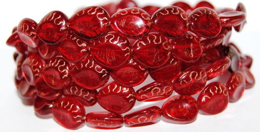 Tear Oval Pressed Glass Beads, Transparent Pink 54200 (70010 54200), Glass, Czech Republic