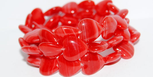 Heart Pressed Glass Beads, Mixed Colors Red Opal (Mix Red Opal), Glass, Czech Republic