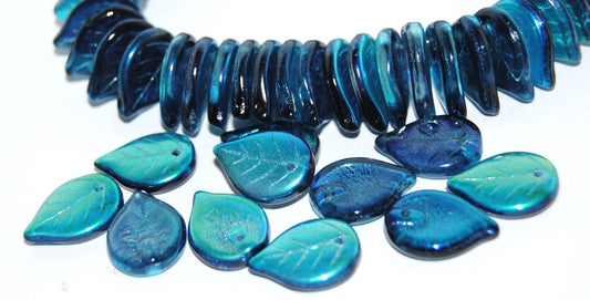 Leaf Pressed Glass Beads, 48103 (48103), Glass, Czech Republic