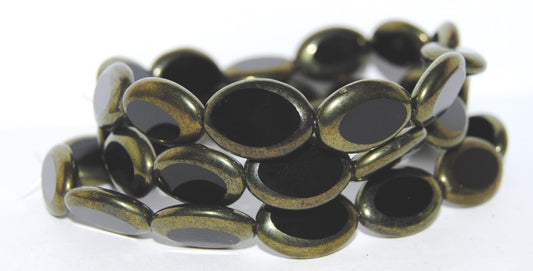 Table Cut Oval Beads Roach, Black Gl (23980 Gl), Glass, Czech Republic