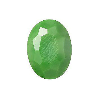 Oval Faceted Pointed Back (Doublets) Crystal Glass Stone, Light Green 7 Opaque (54022), Czech Republic