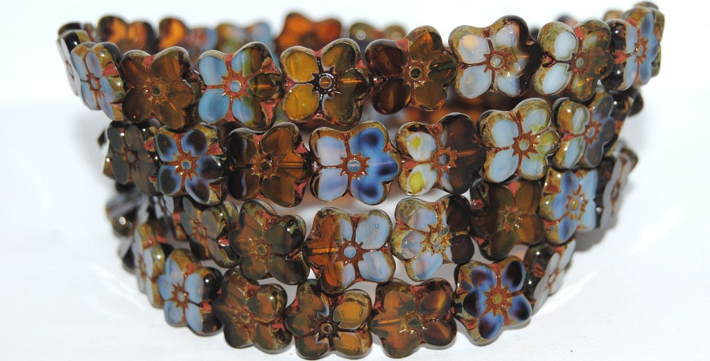 Table Cut Flower Beads Linum, 110001301 Travertin (110001301 86800), Glass, Czech Republic