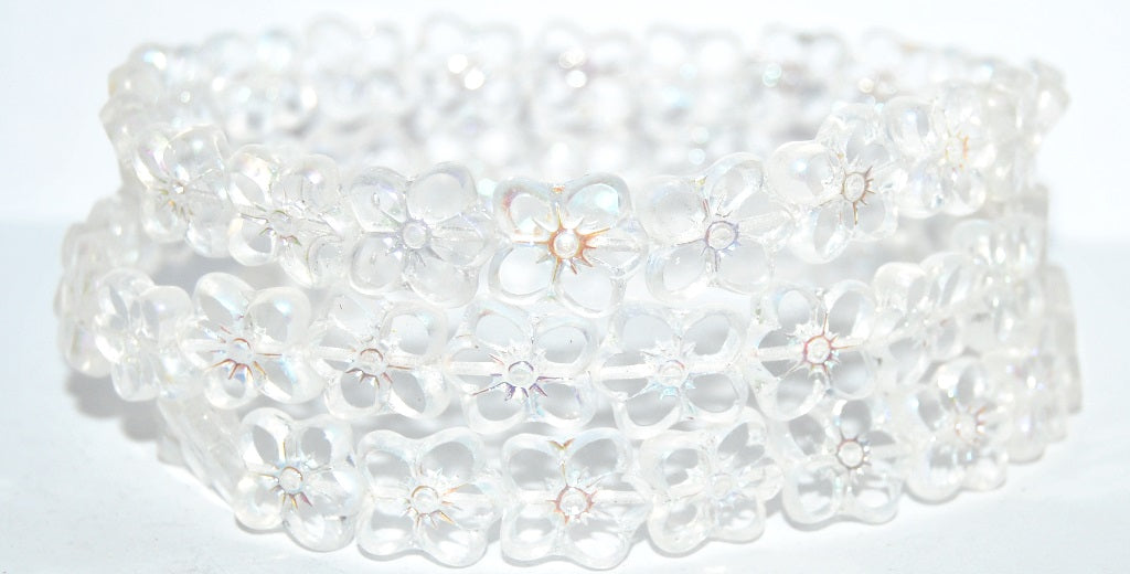 Table Cut Flower Beads Linum, Crystal Ab 2Xside (30 Ab 2Xside), Glass, Czech Republic