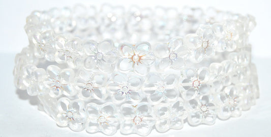 Table Cut Flower Beads Linum, Crystal Ab 2Xside (30 Ab 2Xside), Glass, Czech Republic