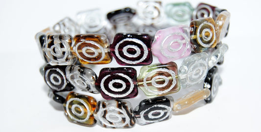 Spiral Turtle Pressed Glass Beads, Mixed Colors Color 54201 (Mix Color 54201), Glass, Czech Republic