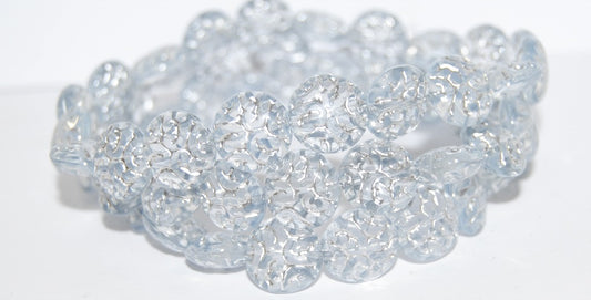 Lentil Round With Ornament Brain Pressed Glass Beads, (1000 54201), Glass, Czech Republic
