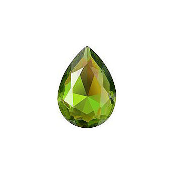 Pear Faceted Pointed Back (Doublets) Crystal Glass Stone, Green 3 Transparent With Ab (50270-Abb), Czech Republic
