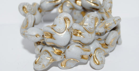 Elephant Animal Pressed Glass Beads, Opaque Gray 54202 (43010 54202), Glass, Czech Republic