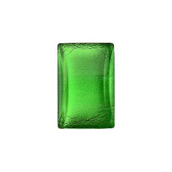 Rectangle Cabochons Flat Back Crystal Glass Stone, Green 3 With Silver (50129), Czech Republic
