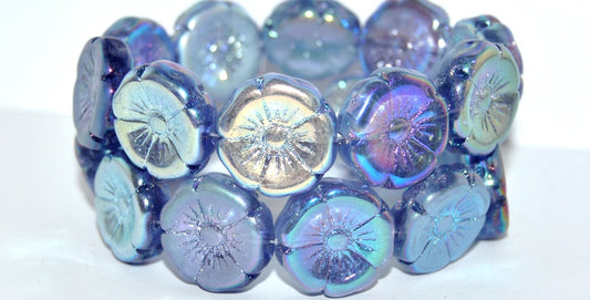 Hawaii Flower Pressed Glass Beads, Transparent Light Amethyst Ab 2Xside (20500 Ab 2Xside), Glass, Czech Republic