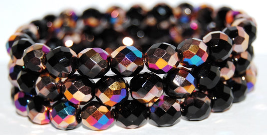 Fire Polished Round Faceted Beads, Black 27203 (23980 27203), Glass, Czech Republic