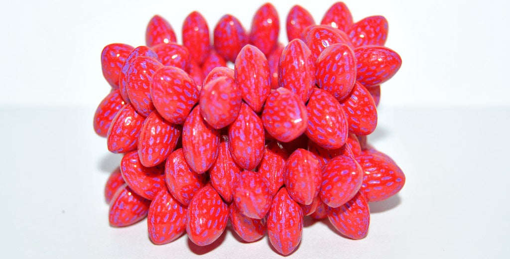 Strawberry Friut Pressed Glass Beads, Red 46420 (93190 46420), Glass, Czech Republic