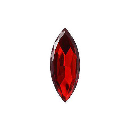 Navette Faceted Pointed Back (Doublets) Crystal Glass Stone, Red 7 Transparent With Chrome (90070-Chr), Czech Republic