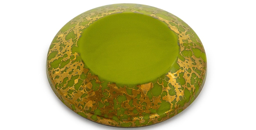 Table Cut Polished Hand Made Cabochon Without Hole Flat Back, Green (53420), Glass, Czech Republic