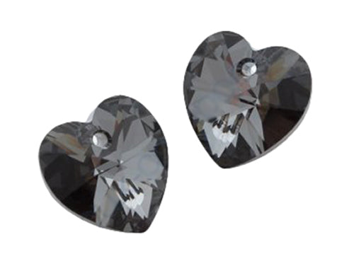 SWAROVSKI ELEMENTS pendant HEART 6228 crystal stone with hole Crystal Silver Night Glass Austria