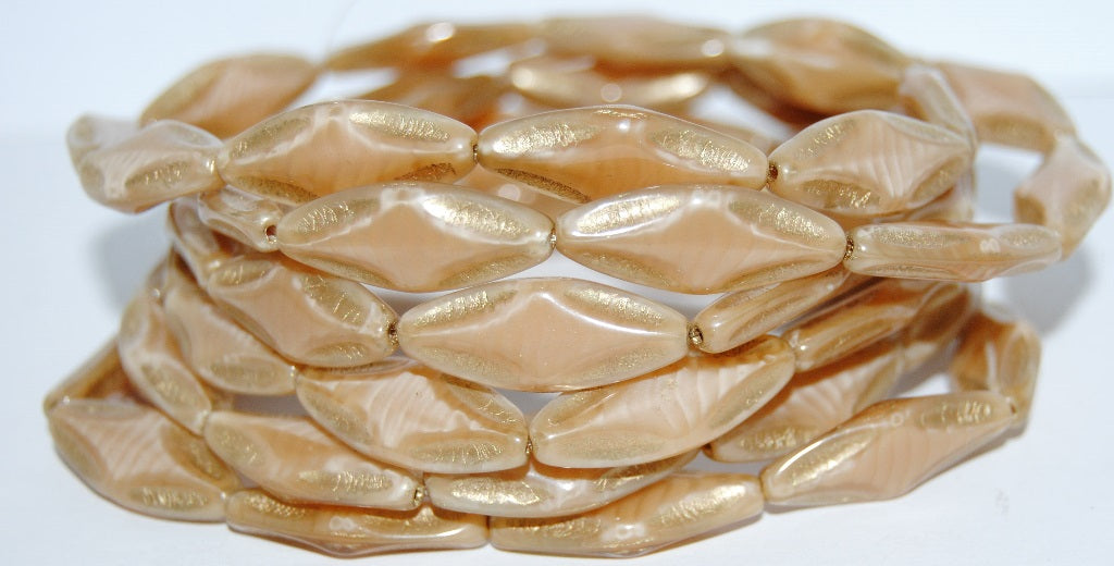 Faceted Oval With Star Pressed Glass Beads, (17016 54202), Glass, Czech Republic