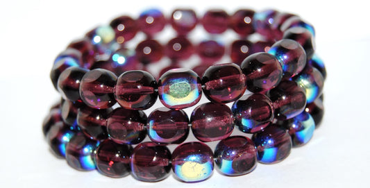 Cut Fire Polished Faceted Glass Beads, Transparent Amethyst Ab (20060 Ab), Glass, Czech Republic