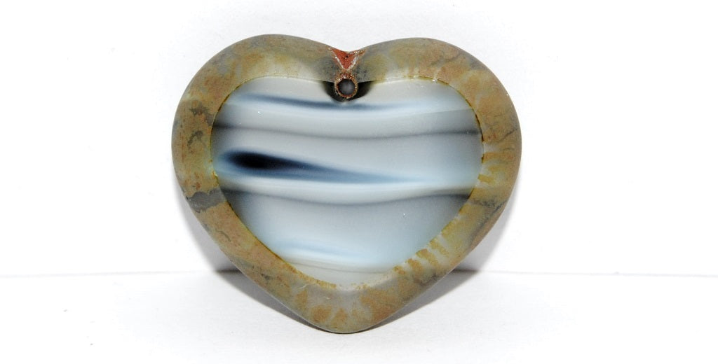 Table Cut Heart Beads Pendant, (26607 43400), Glass, Czech Republic