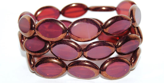 Table Cut Oval Beads Roach, 71010B Bronze (71010B 14415), Glass, Czech Republic