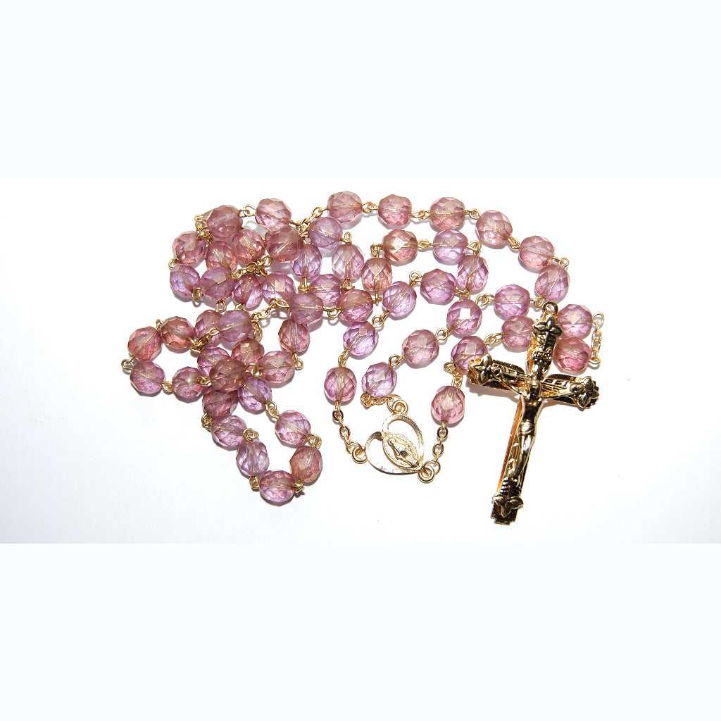 Rosaries With Czech Glass Beads And Methal Cross, 8 mm (R210810-A)