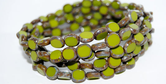Table Cut Round Candy Beads, Green 43400 (53420 43400), Glass, Czech Republic