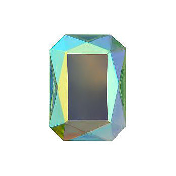Octagon Faceted Pointed Back (Doublets) Crystal Glass Stone, Light Green 5 Transparent With Ab (50590-Abt), Czech Republic