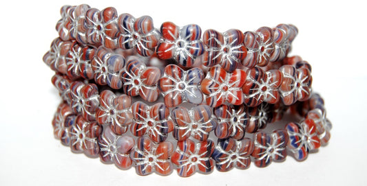 Flower Pressed Glass Beads, (95333 54201M), Glass, Czech Republic
