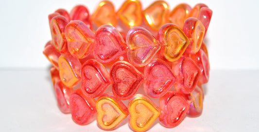 Heart With Heart Pressed Glass Beads, 48109 (48109), Glass, Czech Republic
