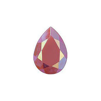 Pear Faceted Pointed Back (Doublets) Crystal Glass Stone, Pink 4 Opaque With Ab, Polished (73050-Abp), Czech Republic