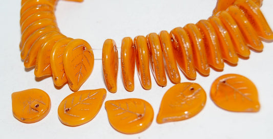 Leaf Pressed Glass Beads, (81260 54200), Glass, Czech Republic