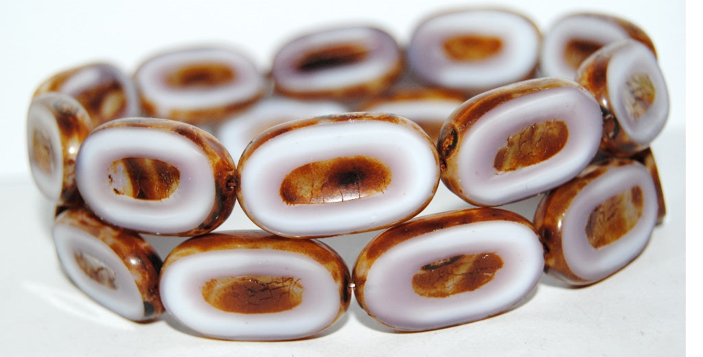 Table Cut Rounded Rectangle Oval Beads With Oval, 7224 Travertin (7224 86800), Glass, Czech Republic