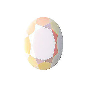 Oval Faceted Pointed Back (Doublets) Crystal Glass Stone, White 11 Opaque With Ab, Polished (030000-Abp), Czech Republic