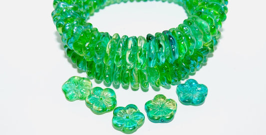 5 Petal Flower Pressed Glass Beads, 48110 (48110), Glass, Czech Republic