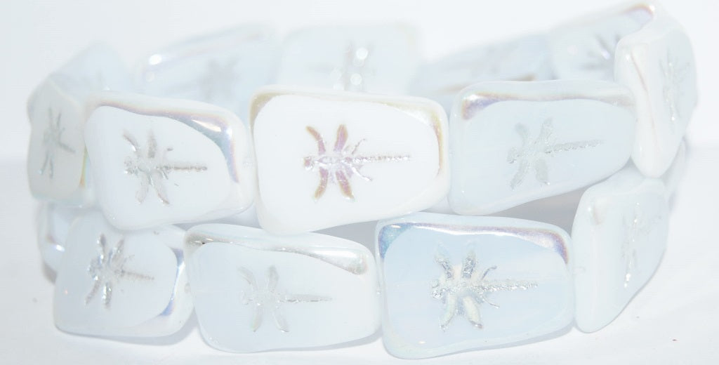 Table Cut Rectangle Beads With Dragonfly, (1000 Ab), Glass, Czech Republic