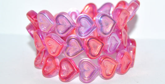 Heart With Heart Pressed Glass Beads, 48120 (48120), Glass, Czech Republic