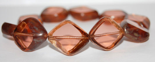 Table Cut Stone-Like Beads, Transparent Pink 43400 (70120 43400), Glass, Czech Republic