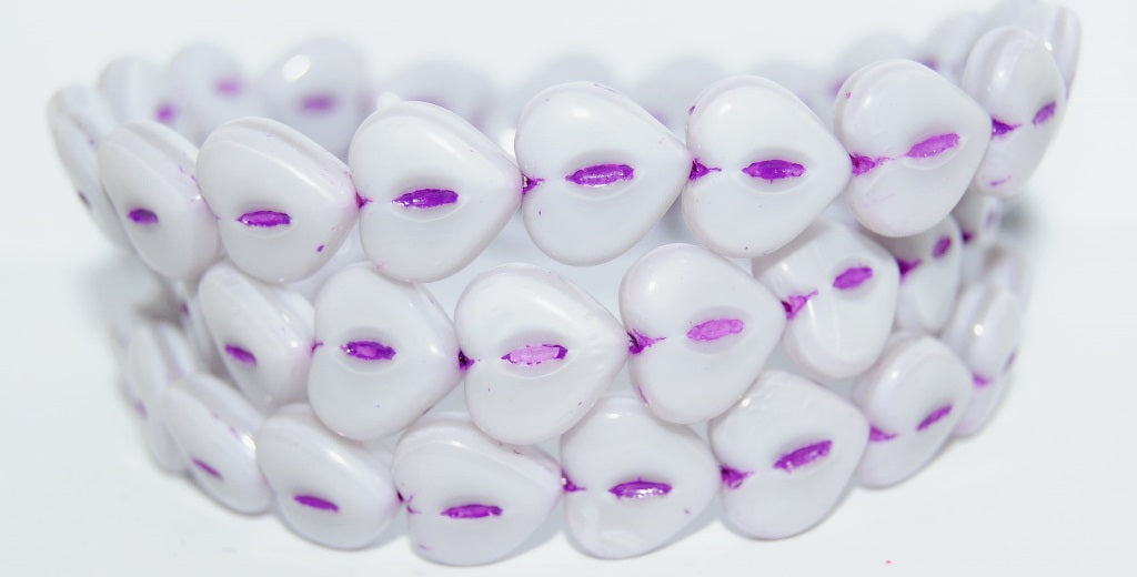 Heart Pressed Glass Beads, (24010 46420), Glass, Czech Republic