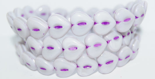 Heart Pressed Glass Beads, (24010 46420), Glass, Czech Republic