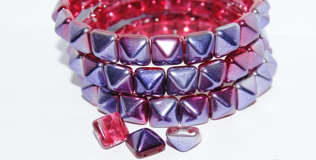 Pressed Glass Beads 2-Hole Square Pyramid, Crystal 48114 (30 48114), Glass, Czech Republic