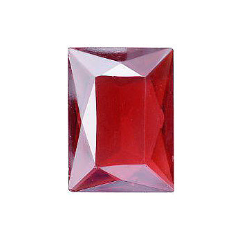 Rectangle Faceted Pointed Back (Doublets) Crystal Glass Stone, Red 1 Transparent With Blue Hematite (70150-K-Bh), Czech Republic