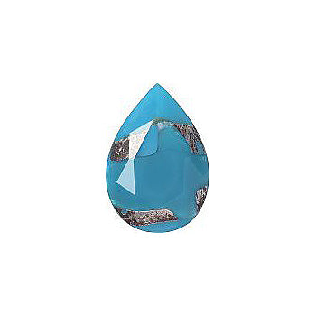 Pear Faceted Pointed Back (Doublets) Crystal Glass Stone, Aqua Blue 6 With Silver (630425), Czech Republic