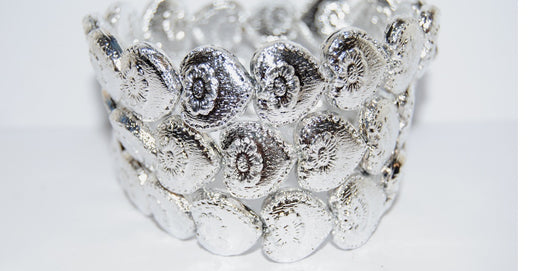 Heart With Flower Pressed Glass Beads, Crystal Crystal Silver Half Coating 2Xside (30 27001 2Xside), Glass, Czech Republic