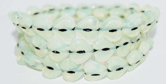 Heart Pressed Glass Beads, Beige 46769 (84000 46769), Glass, Czech Republic