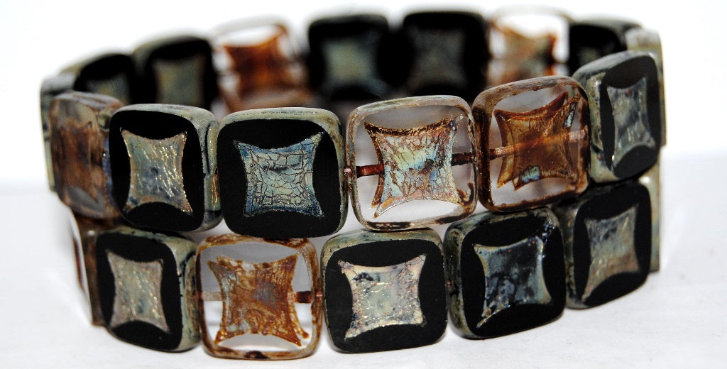 Table Cut Square Beads With Square, 3023980 (3023980), Glass, Czech Republic